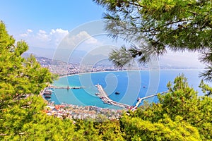 Pier of Alanya, view from the green hill near the Alanya Castle, Turkey