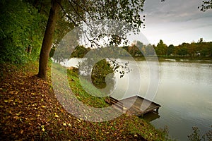 Pier on autumn lake