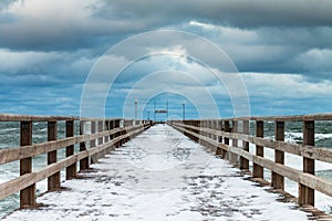 Pier on the Baltic Sea coast in Prerow, Germany