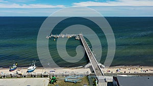 Pier Beach Baltic Sea Mechelinki Molo Plaza Morze Aerial View Poland