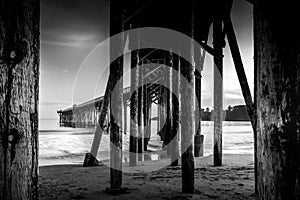 Pier from beach Black and White