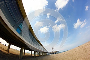 Pier on the beach in scheveningen the hague holland