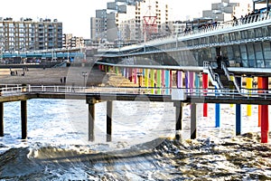 Pier on the beach of Scheveningen in The Hague in the Netherlands