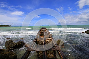 Pier at the beach at Ujung Kulon Indonesia