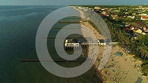 Pier Beach Ustronie Morskie Molo Busola Drinkbar Plaza Aerial View Poland