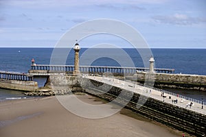 The pier and beach Whitby North Yorkshire England