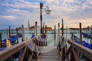 Pier and beautiful evening view on Island of Saint Giorgio Maggiore