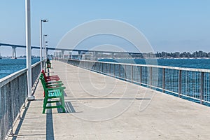 Pier with Benches at Cesar Chavez Park in San Diego photo