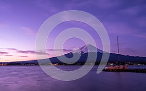 Pier Boat Port With Fuji Mount Background