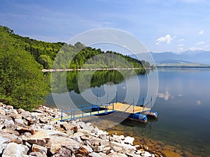 The pier for boats at Liptovska Mara, Slovakia