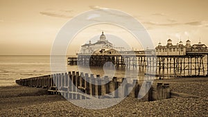 Pier and breakwater in Eastbourne in the South of England.