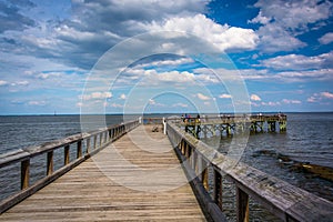 Pier in the Chesapeake Bay at Downs Park, in Pasadena, Maryland. photo