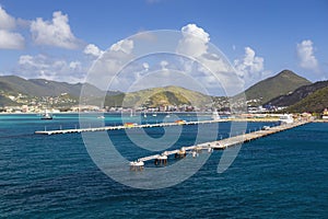 Pier for cruise ships in Philipsburg. Sint Maarten