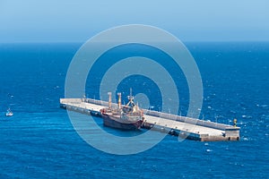 Pier disconnected from the land in port of Almeria, Spain