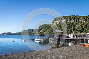 Pier Dock in Bahia Mansa Bay at Nahuel Huapi Lake - Villa La Angostura, Patagonia, Argentina