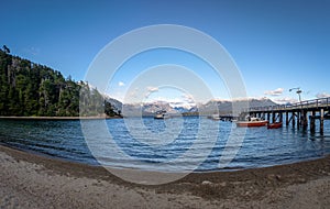 Pier Dock in Bahia Mansa Bay at Nahuel Huapi Lake - Villa La Angostura, Patagonia, Argentina photo