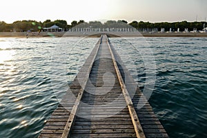 Pier Dock Beach of Lido di Jesolo summer day