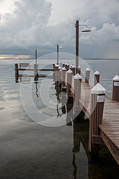 Pier with empty bench