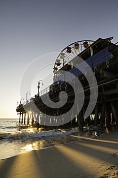 Pier and Ferris Wheel at Sunset