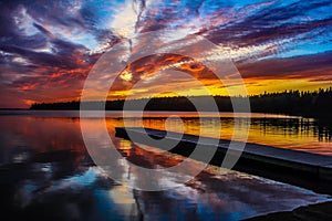 Pier following the sunset on Clear Lake