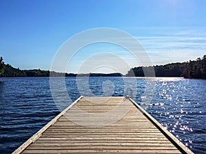 Pier Jutting into a Lake