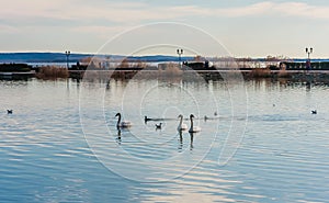 Pier in Keszthely at the north shore of Lake Balaton, Hungary