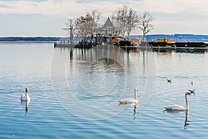Pier in Keszthely at the north shore of Lake Balaton, Hungary