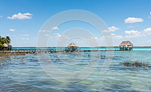 Pier on the lake in Bacalar, Mexico