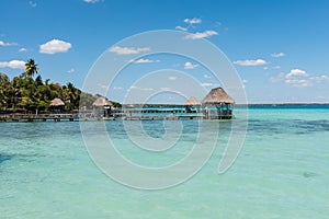 Pier on the lake in Bacalar, Mexico