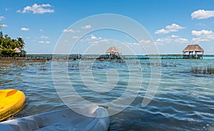 Pier on the lake in Bacalar, Mexico