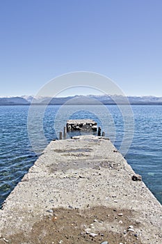 Pier on the lake. Hiking adventure in San Carlos de Barilochein