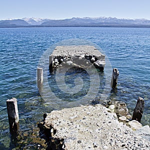 Pier on the lake. Hiking adventure in San Carlos de Barilochein