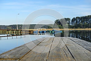 pier on lake Seliger in Svetlitsa village, Russia