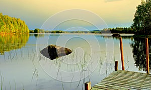 Pier at Lake after Sunset