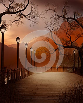 Pier with lanterns