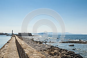 Pier and lighthouse Chania Crete