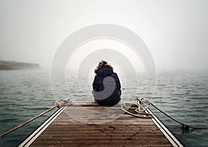 Pier lonely girl