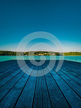 The pier by the mazury lake in MrÄ…gowo