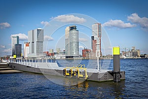 Pier on the Nieuwe Maas river in Rotterdam