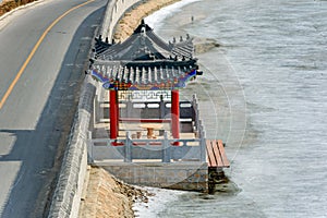 Pier at Nine-Arch Bridge on Great China wall in winter