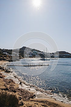 Pier off the Agios Ioannis beach, Mykonos, Greece