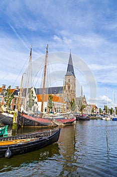Pier with old boats in Harlingen