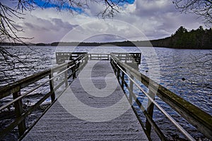 Pier onto the Wisconsin River at Council Grounds State Park in Winter