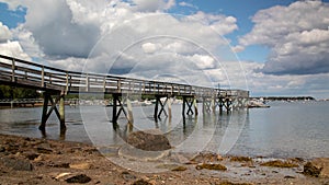 Pier overlooking bay in Southwest Harbor Maine