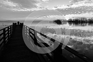 Pier, people and reflections