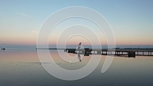 The pier at the Power station on the banks of the River Foyle near Derry, Northern Ireland