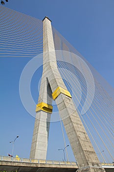 Pier of rama 8 brige blue sky background