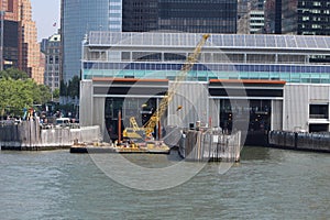 Pier of the saten island ferry New York from Hudson river