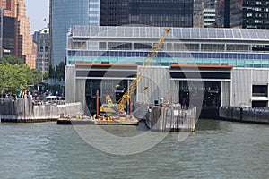 Pier of the saten island ferry New York from Hudson river photo