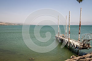 The pier of the Sea of Galilee, Israel photo